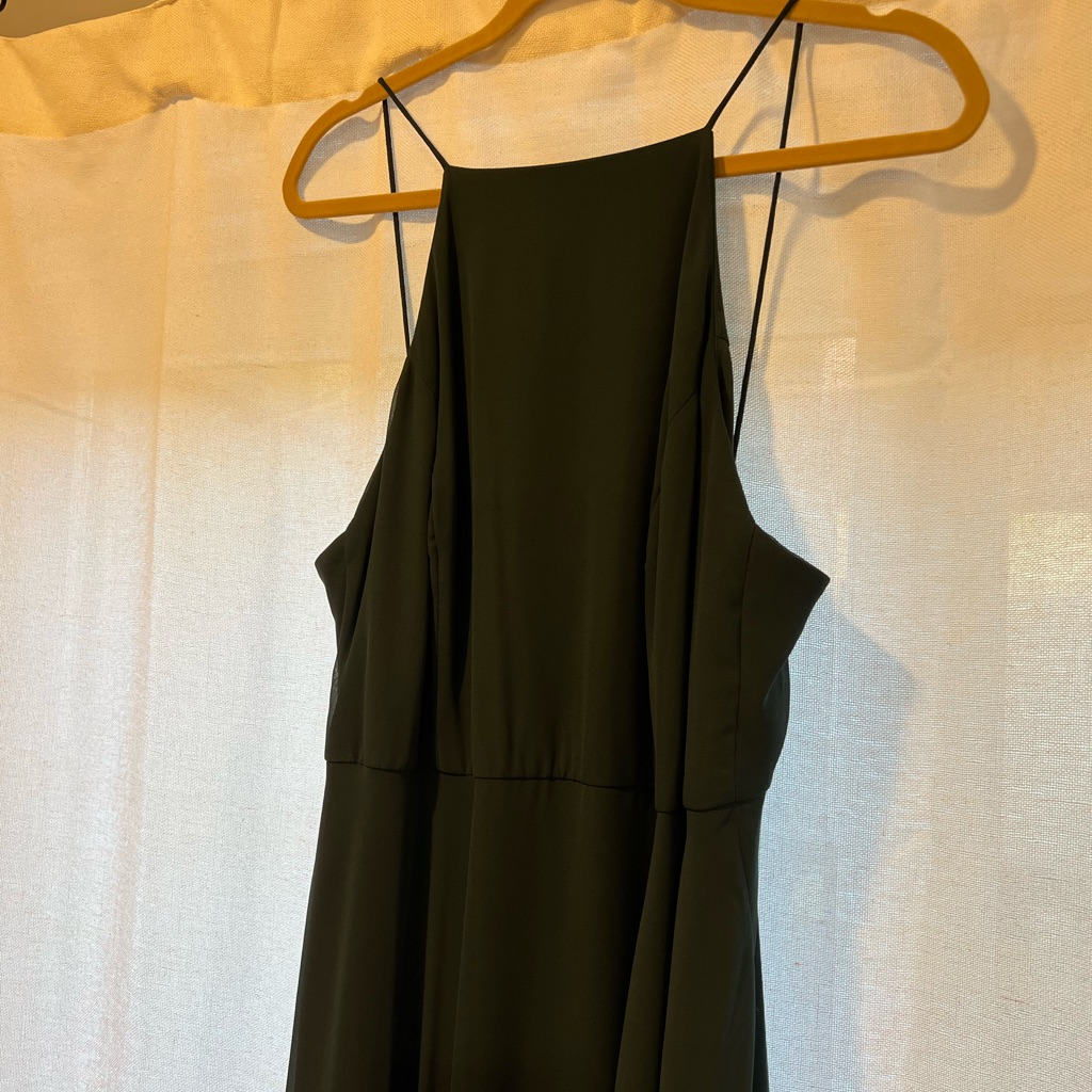 Dessy Group High Neck Chiffon Maxi Dress With Front Slit